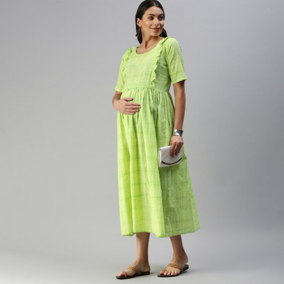 https://weardropz.com/products/lime-green-woven-design-handloom-maternity-a-line-midi-dress