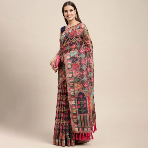 https://weardropz.com/products/peach-coloured-multicoloured-kalamkari-sequinned-linen-blend-block-print-saree